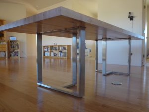 Custom Brushed Stainless T-Shaped Metal Table Legs for Kitchen Table