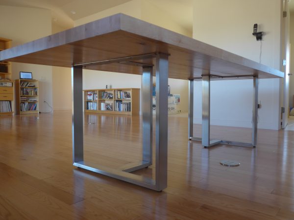 Custom Brushed Stainless T-Shaped Metal Table Legs for Kitchen Table