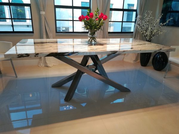 Criss Cross Style Metal Table Base for Granite Kitchen Table