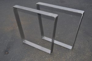 Brushed Stainless Steel Metal Table Legs, bent trapezoid style