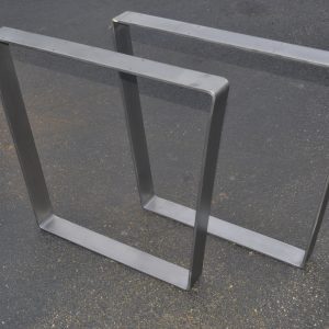 Brushed Stainless Steel Metal Table Legs, bent trapezoid style