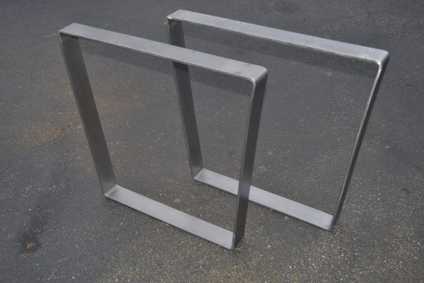 Brushed Stainless Steel Metal Table Legs, bent trapezoid style