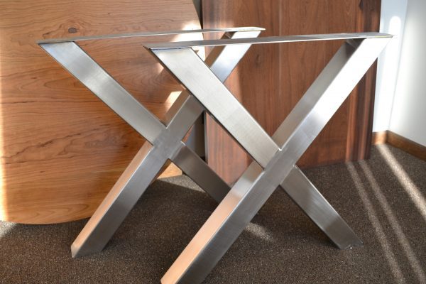 Brushed Stainless Steel Table Legs, Metal X-Frame Table Legs