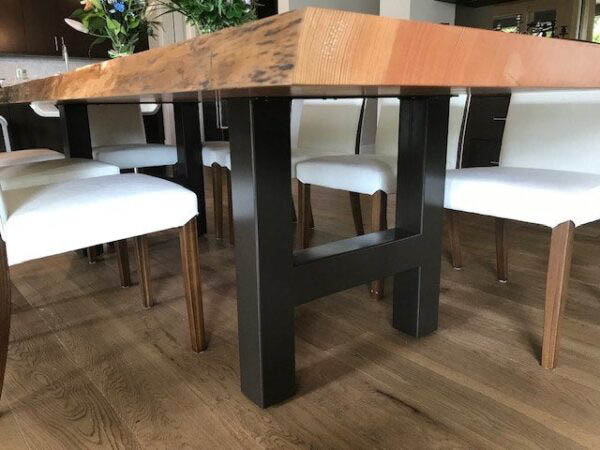 H-Frame Style Metal Table Legs for Live Edge Wood Dining Table