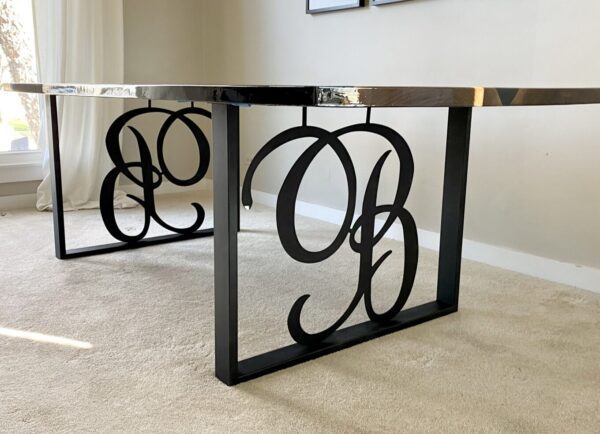 Monogram Style metal table legs with wood dining table top