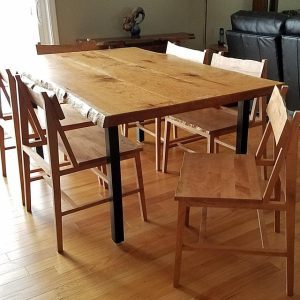 Parsons Style Metal Dining Table Base with Wood Top