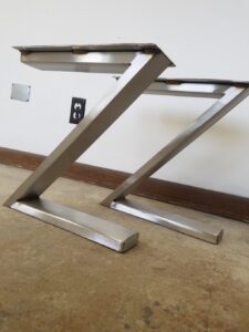 Z-Shaped, brushed stainless steel metal table legs, for coffee table