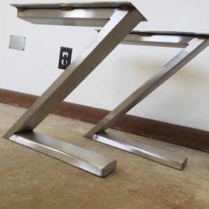 Z-Shaped, brushed stainless steel metal table legs, for coffee table