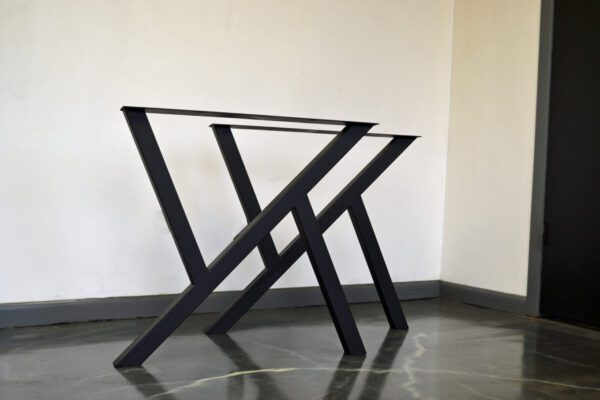 Offset X Style Black Metal Table Legs