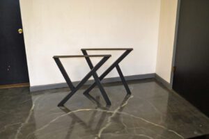 Offset X Style Black Metal Dining Table Legs