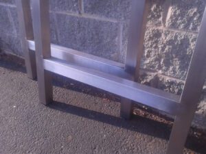 Brushed Stainless Steel Metal Table Legs, H-Frame Style