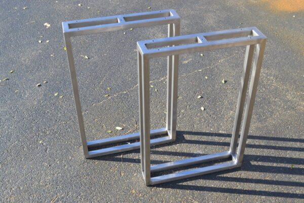 Contemporary 3D rectangular Brushed Stainless Steel Metal Table Legs