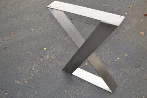 Brushed stainless steel zig zag style metal table legs for dining table