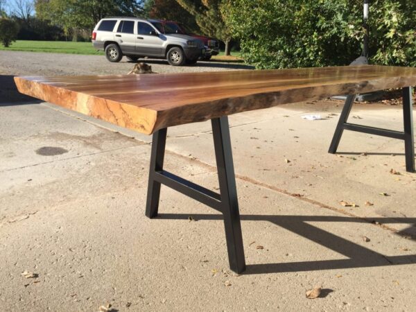 A-Frame Style Metal Table Legs for Live Edge Wood Conference Table