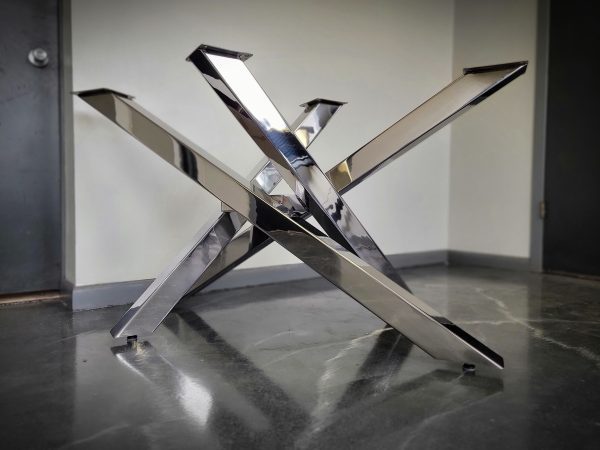 Polished Stainless Criss Cross Metal Table Base