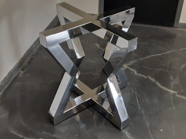 Hourglass Style Polished Stainless Steel Table Base