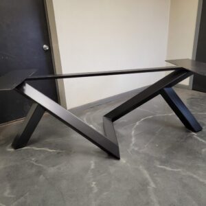 Abstract Style Metal Table Base With Heavy Stone Top