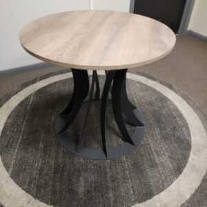 Reverse Twisted Tulip Metal Round Table Base With Wood Top