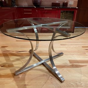 Brushed Stainless Rolled Arch Style Metal Table Base for Glass Kitchen Table