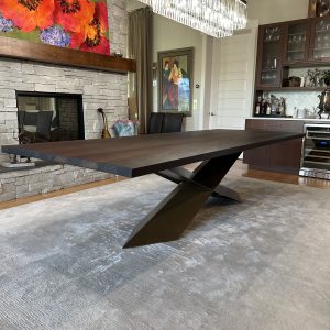 Folded X Style Metal Table Base for Large Wood Dining Table