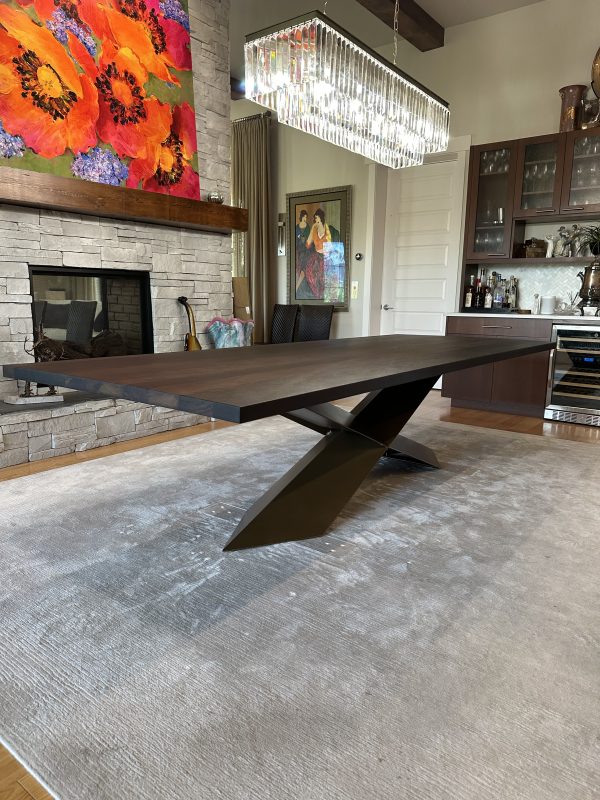 Folded X Style Metal Table Base for Large Wood Dining Table