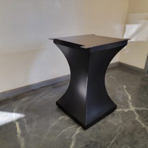 Rolled Hourglass Metal Table Base with epoxy wood top