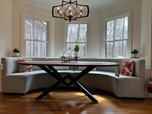 Diamond Spider Style Metal Kitchen Table Base with Oval Wood Top