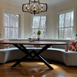 Diamond Spider Style Metal Kitchen Table Base with Oval Wood Top