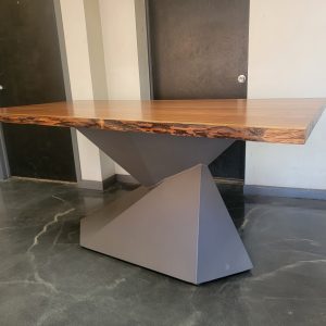 Avalanche Style Custom Metal Table Base with Live Edge Wood Top