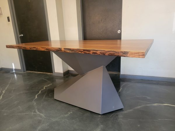 Avalanche Style Custom Metal Table Base with Live Edge Wood Top