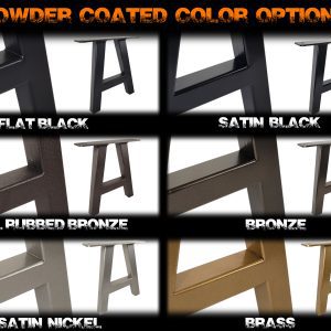 Powder Coated color options for custom metal table legs and bases, options 1 of 2