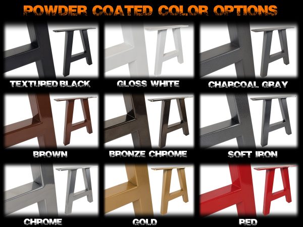 Powder Coated color options for custom metal table legs and bases, options 2 of 2