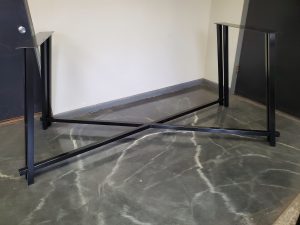 Angular X-Style Metal Table Base for Stone Conference Table