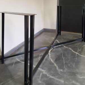 Angular X-Style Metal Table base with Live Edge desk Top
