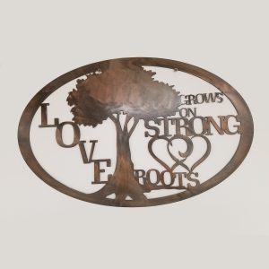 Love Grows on Strong Roots Metal Wall Art with Patina Finish