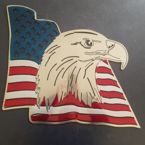 Eagle and Flag Metal Wall Art with Polished and Dyed Metal Finish