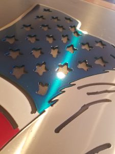 Eagle and Flag Metal Wall Art with Polished and Dyed Metal Finish