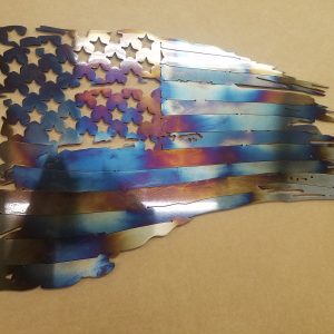 Tattered Flag Metal Wall Art with Flame Burnt Finish