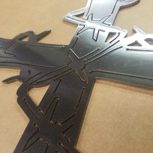 Cross with Thorns Metal Wall Art with Polished Finish