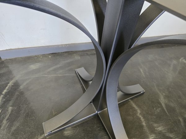 Curved Arch Style Metal Table Base for pedestal and trestle applications for a quartz top