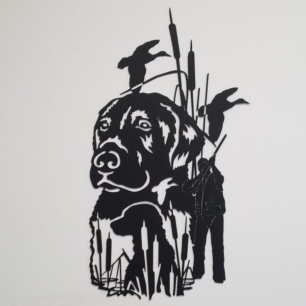 Black Lab with Hunter Metal Wall Art with Powder Coated Finish