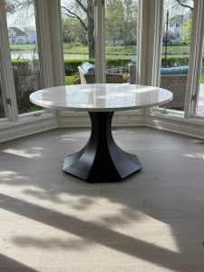 Octagon Tulip Style Metal Tabe Base for Round Stone Kitchen Table