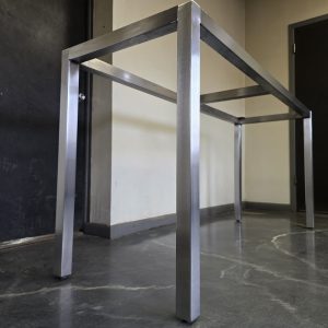 Brushed Stainless Steel Parsons Style Metal Base Legs for Glass Dining Table