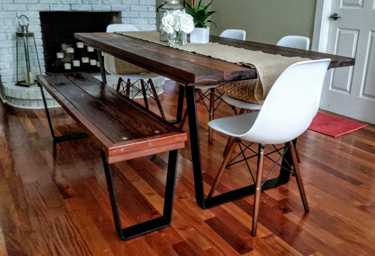 Bent table and bench legs